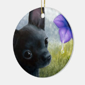 Dog 94 black Chihuahua Keramisch Ornament (Links)