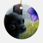 Dog 94 black Chihuahua Keramisch Ornament (Achterkant)