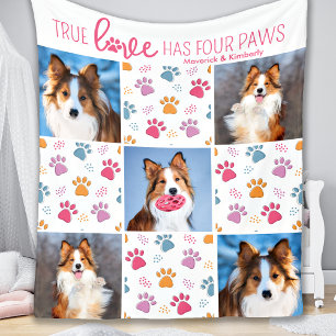 Dog Aangepast 5-pet foto Roze handschrift Afdrukqu Fleece Deken