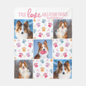 Dog Aangepast 5-pet foto Roze handschrift Afdrukqu Fleece Deken (Voorkant)