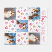 Dog Aangepast 5-pet foto Roze handschrift Afdrukqu Fleece Deken (Voorkant (Horizontaal))