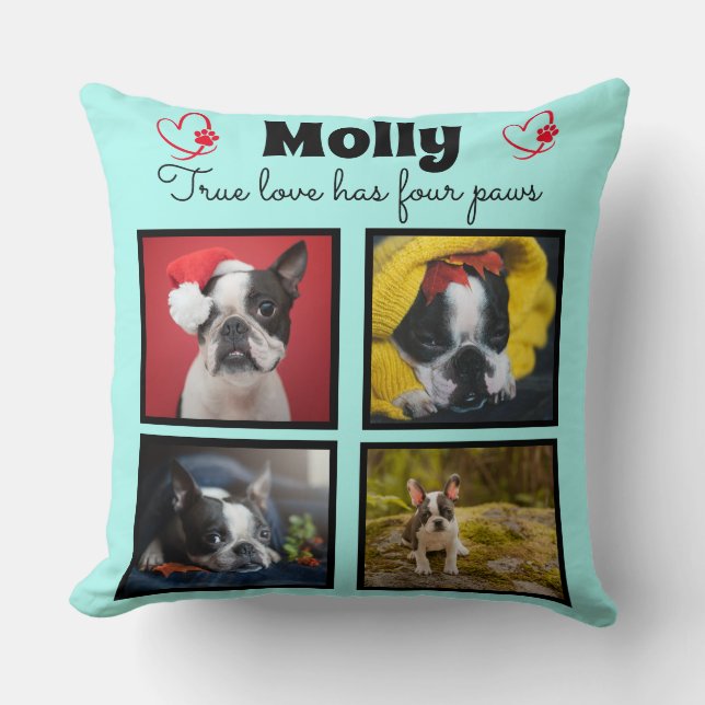Dog aangepast collage 4 foto's kussen (Voorkant)