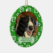 Dog Aangepast foto naam Groene pagina Afdrukken Gi Keramisch Ornament (Rechts)