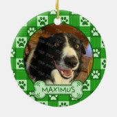 Dog Aangepast foto naam Groene pagina Afdrukken Gi Keramisch Ornament (Achterkant)