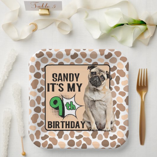 Dog - Aangepaste 9e verjaardag Papieren Borden Bordje (Huwelijk)