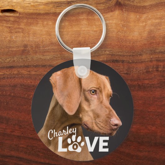 Dog Aangepaste Foto Button Sleutelhanger (Voorkant)