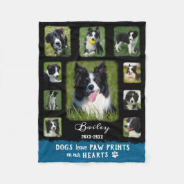 Dog Aangepaste foto Collage Faded Borden Zwart Bla Fleece Deken