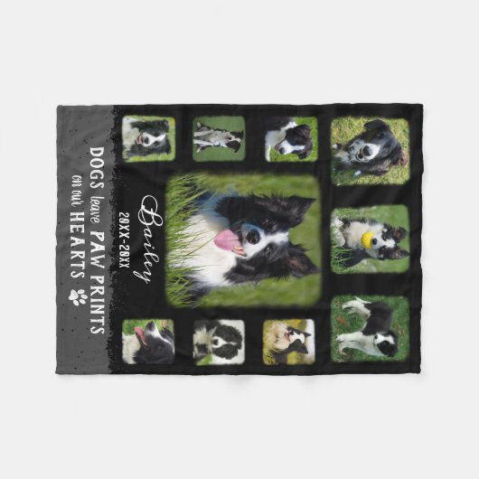 Dog Aangepaste foto Collage Faded Grenzen Zwart gr Fleece Deken (Voorkant (Horizontaal))