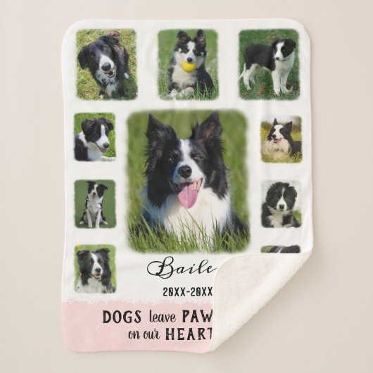 Dog Aangepaste foto Collage Fled Borders Witte roz Sherpa Deken (Voorkant)