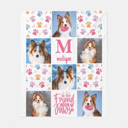 Dog - Aangepaste foto's met zes pagina's Roze kleu Fleece Deken (Voorkant)