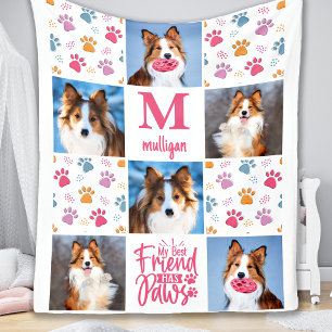 Dog - Aangepaste foto's met zes pagina's Roze kleu Fleece Deken