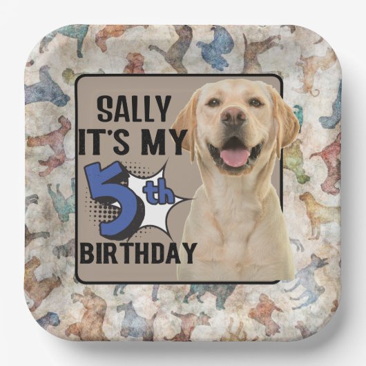 Dog - Aangepaste vijfde verjaardagsfeestje - Papie Papieren Bordje (Voorkant)
