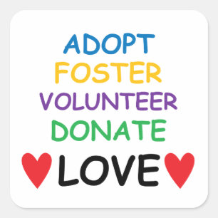 Dog Adopt Foster Vrijwilliger Doneren Liefde Stick Vierkante Sticker