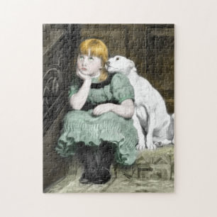 Dog Adoring Girl Victoriaans Painting Legpuzzel