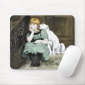 Dog Adoring Girl Victoriaans Painting Muismat (Met muis)