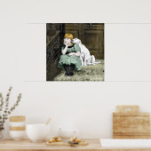 Dog Adoring Girl Victoriaans Painting Poster (Keuken)
