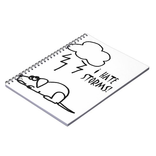Dog Afraid of Thunder Stormen Cartoon Notitieboek (Linkerzijde)