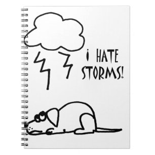 Dog Afraid of Thunder Stormen Cartoon Notitieboek