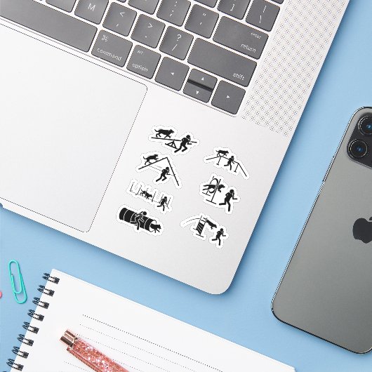 Dog Agility Stickers (Laptop met iPhone)