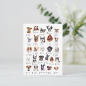 Dog Alphabet Waterverf Briefkaart (Staand voorkant)