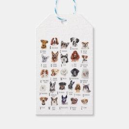 Dog Alphabet Waterverf Gift Labels Cadeaulabel