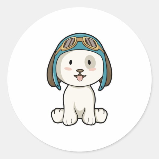 Dog als Aviator met Pet en bril Ronde Sticker (Voorkant)
