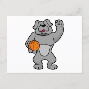 Dog als Basketball-speler met Basketball Briefkaart