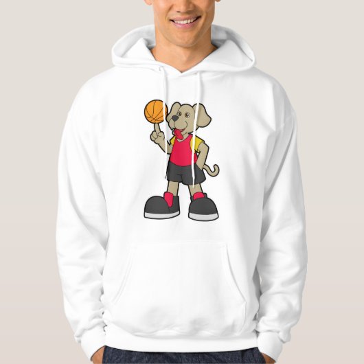 Dog als Basketball-speler met Basketball Hoodie (Voorkant)