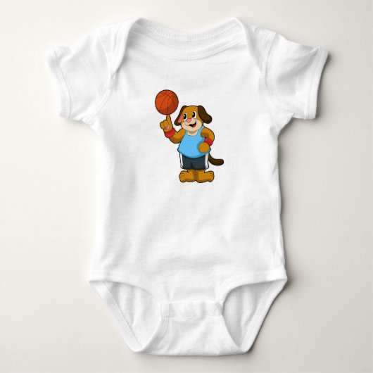 Dog als Basketball-speler met Basketball Romper (Voorkant)