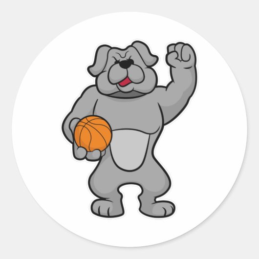 Dog als Basketball-speler met Basketball Ronde Sticker (Voorkant)