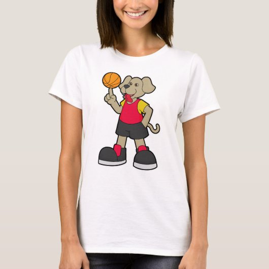 Dog als Basketball-speler met Basketball T-shirt (Voorkant)