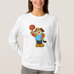 Dog als Basketball-speler met Basketball T-shirt