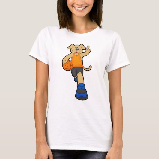 Dog als Basketball-speler met Basketball T-shirt (Voorkant)