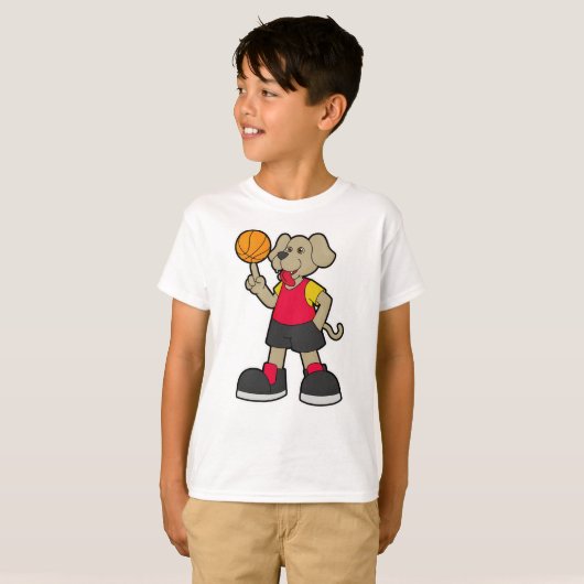 Dog als Basketball-speler met Basketball T-shirt (Voorkant volledig)
