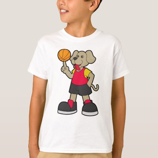 Dog als Basketball-speler met Basketball T-shirt (Voorkant)