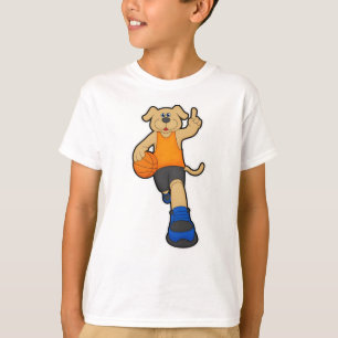 Dog als Basketball-speler met Basketball T-shirt