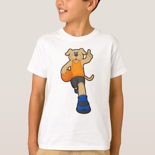 Dog als Basketball-speler met Basketball T-shirt (Voorkant)