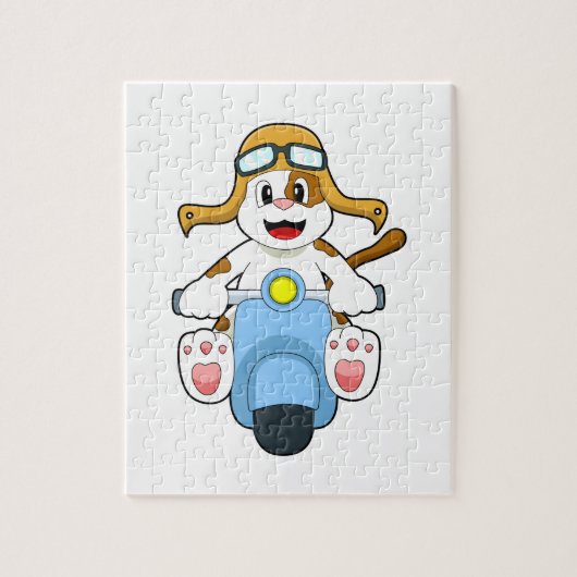 Dog als Biker met Scooter.PNG Legpuzzel (Verticaal)