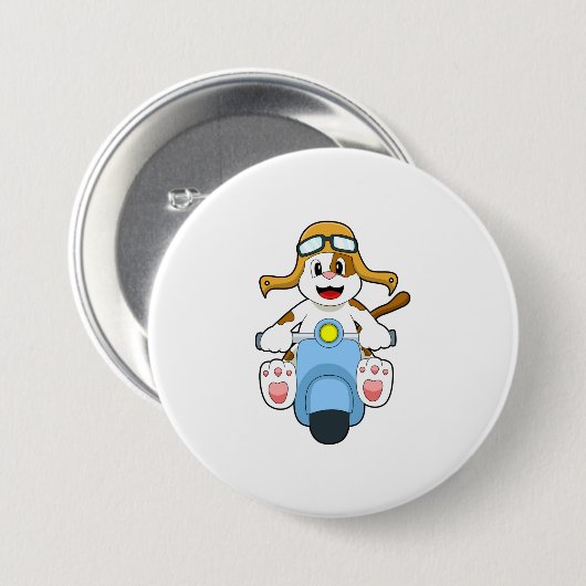 Dog als Biker met Scooter.PNG Ronde Button 7,6 Cm (Voorkant /achterkant)