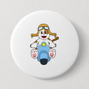 Dog als Biker met Scooter.PNG Ronde Button 7,6 Cm