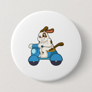 Dog als Biker met Scooter.PNG Ronde Button 7,6 Cm