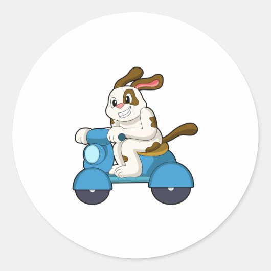 Dog als Biker met Scooter.PNG Ronde Sticker (Voorkant)