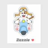 Dog als Biker met Scooter.PNG Sticker (Vel)