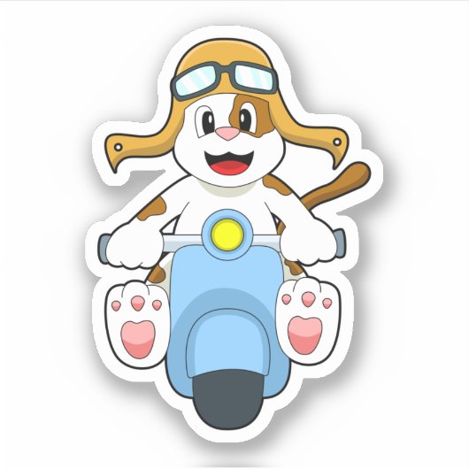 Dog als Biker met Scooter.PNG Sticker (Voorkant)