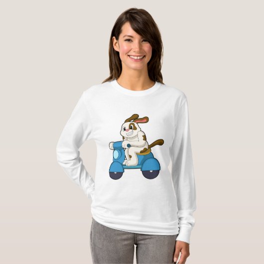 Dog als Biker met Scooter.PNG T-shirt (Voorkant volledig)