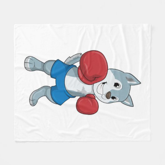 Dog als Boxer met Boxing-handschoenen Fleece Deken (Voorkant (Horizontaal))