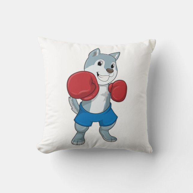 Dog als Boxer met Boxing-handschoenen Kussen (Voorkant)