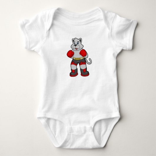 Dog als Boxer met Boxing-handschoenen Romper (Voorkant)