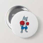 Dog als Boxer met Boxing-handschoenen Ronde Button 7,6 Cm (Voorkant /achterkant)