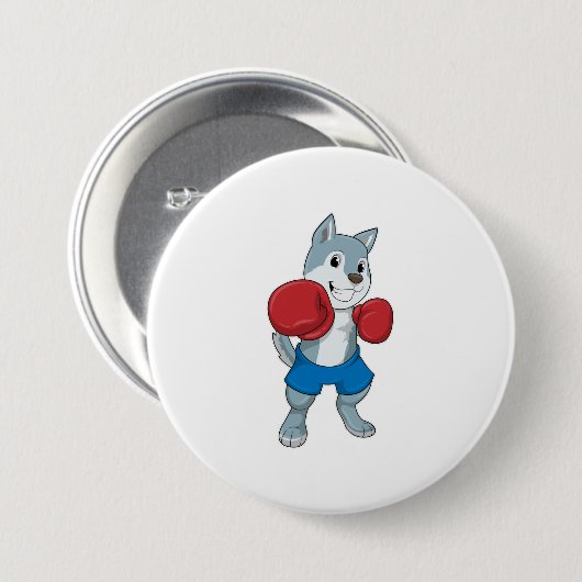 Dog als Boxer met Boxing-handschoenen Ronde Button 7,6 Cm (Voorkant /achterkant)